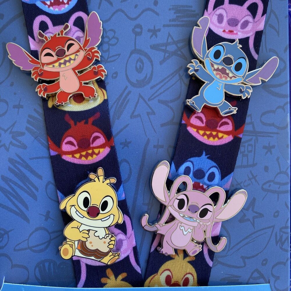 Disney Parks 2024 Lilo & Stitch Starter Lanyard 4 Pin Set - Angel Reuben Leroy - Picture 2 of 7
